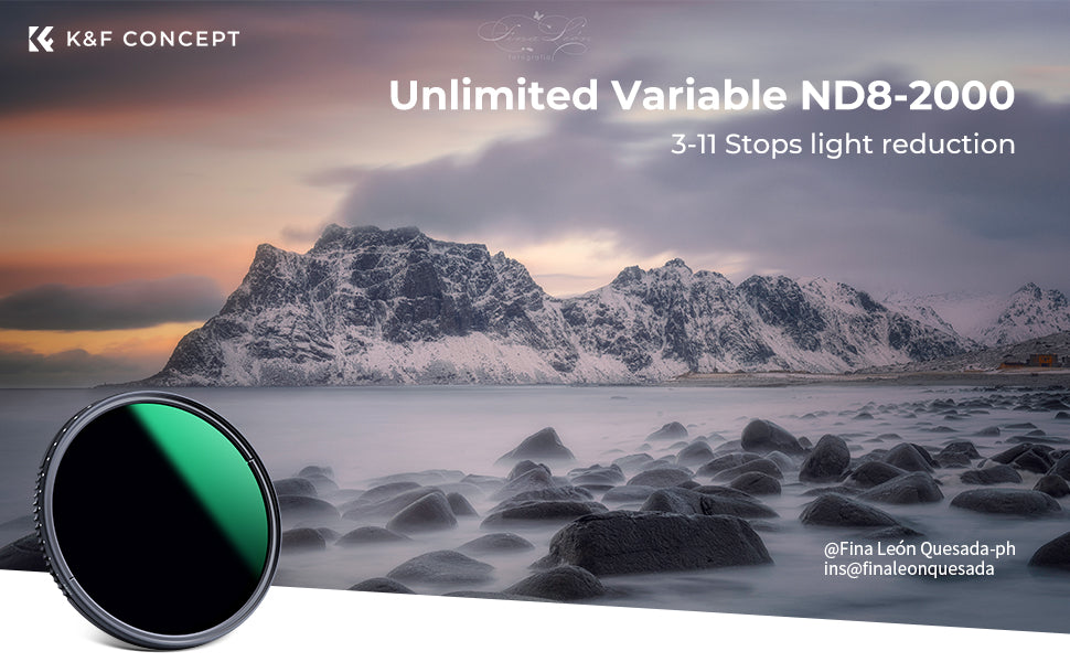 K&F ND8-ND2000 (3-11stop) Variable ND Filter Neutral Density Filter with Multi-Resistant Coating Nano-Dazzle