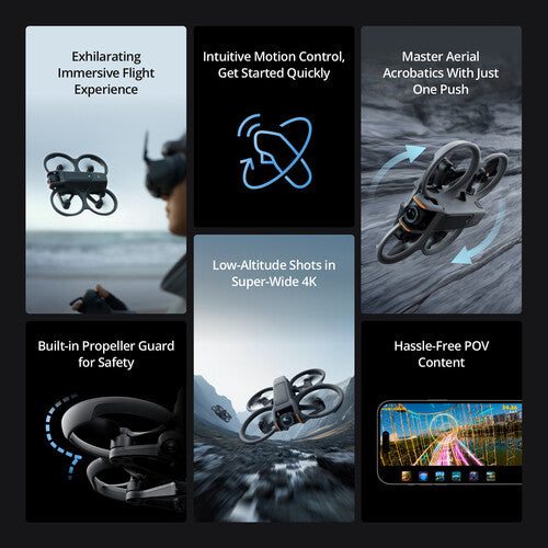 طائرة بدون طيار DJI Avata 2 FPV مزودة بثلاث بطاريات Fly More Combo