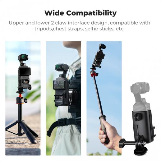 Expansion Adapter Mount Compatible with DJI Osmo Pocket 3, Extended Mounting Bracket Frame with Cold Shoe Mount/ 1/4
