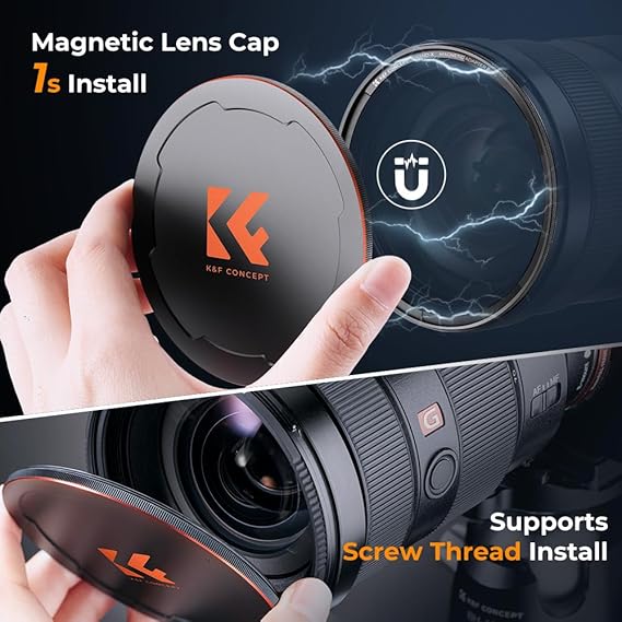 K&F Concept 58mm Magnetic Black Diffusion 1/4 Mist Cinematic Effect Filters + Magnetic Basic Ring + Lens Cap Kit with 28 Multi-Layer Coatings for Camera Lens (Nano-X Series)