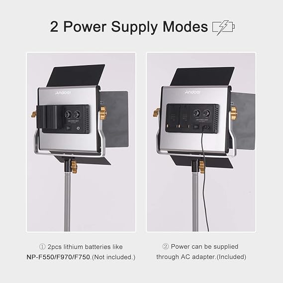 Professional LED Video Light Dimmable 660 LED Bulbs Bi-Color Light Panel 3200-5600K CRI 85+ with U Bracket & Barndoor Lighting Kit for Studio Photography Video