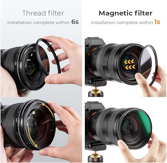 K&F Concept 58mm Magnetic Black Diffusion 1/4 Mist Cinematic Effect Filters + Magnetic Basic Ring + Lens Cap Kit with 28 Multi-Layer Coatings for Camera Lens (Nano-X Series)