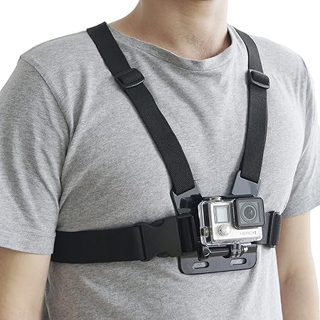 Head & Backpack Mount Bundle compatible with GoPro Hero 7, 6, 5, Black, Session, Hero 4, Black, Silver, Hero+ LCD, 3+, 3, DJI Osmo Action (Chest Mount Harness)