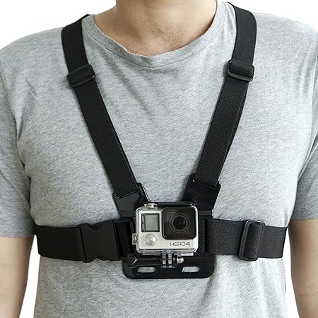 Head & Backpack Mount Bundle compatible with GoPro Hero 7, 6, 5, Black, Session, Hero 4, Black, Silver, Hero+ LCD, 3+, 3, DJI Osmo Action (Chest Mount Harness)