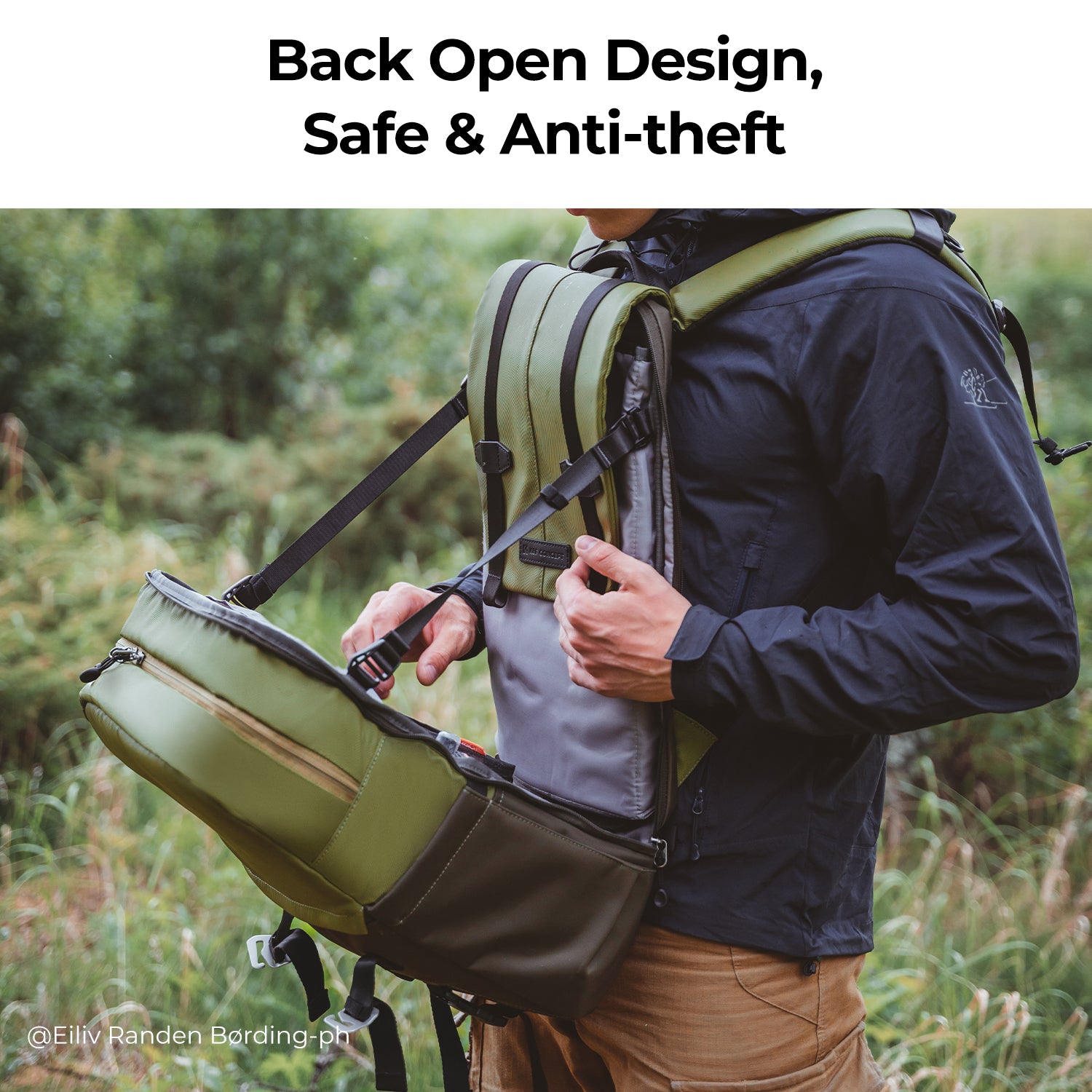 Camera Backpack Bag for Photographers Large Capacity (Green)