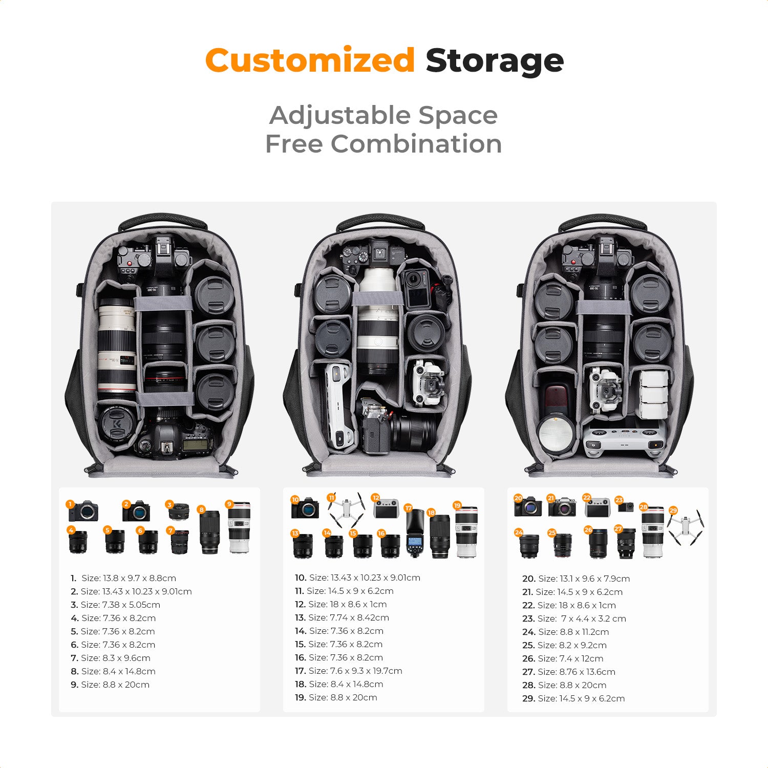 K&F Camera Backpack Hardshell Photography Camera Bag with 15.6 Inch Laptop Compartment Backpack 22L Nature Wander 10 (Black)
