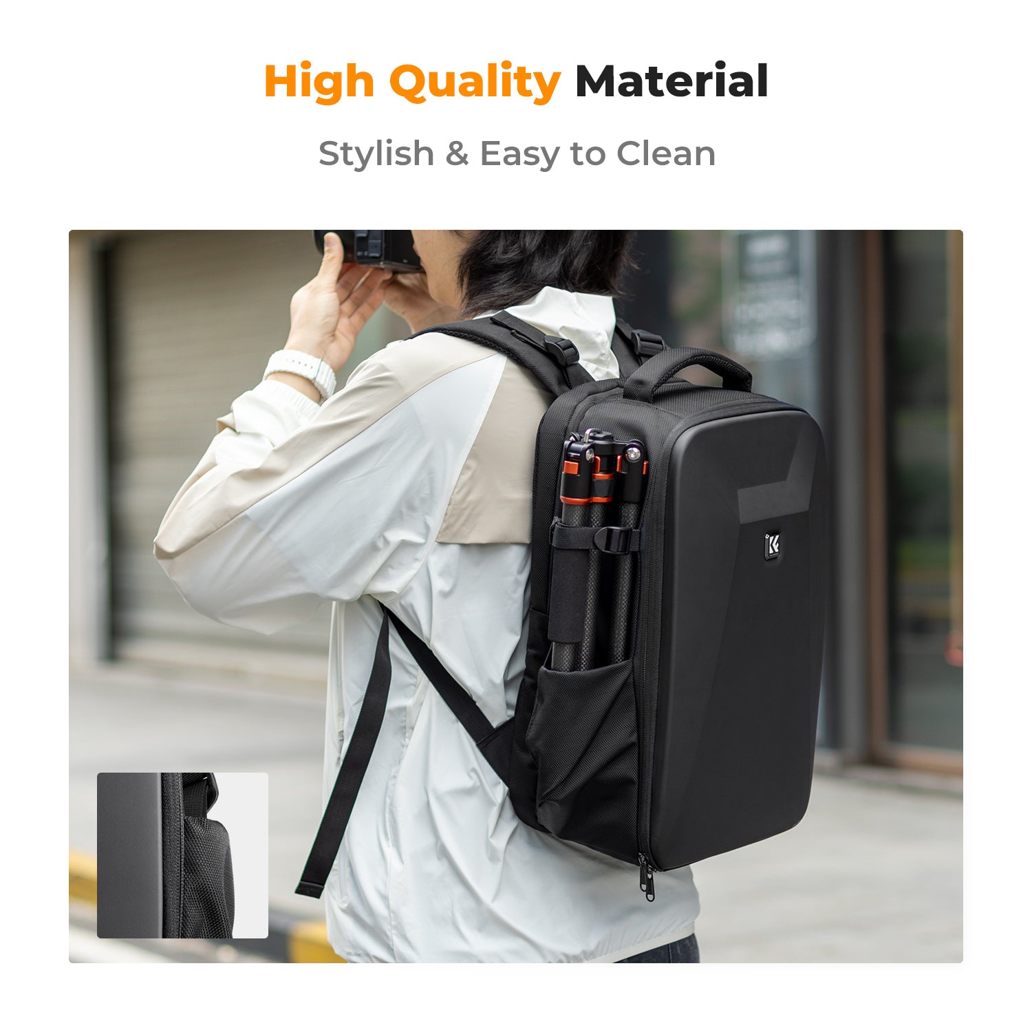 K&F Camera Backpack Hardshell Photography Camera Bag with 15.6 Inch Laptop Compartment Backpack 22L Nature Wander 10 (Black)