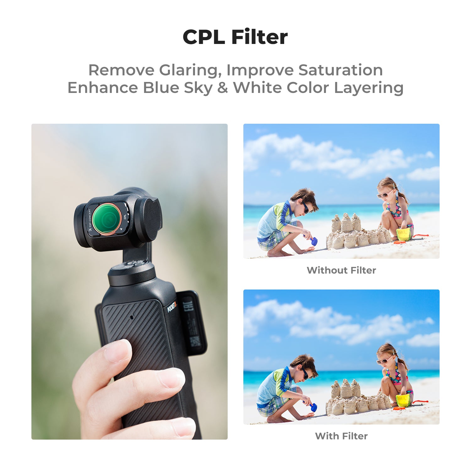 DJI Osmo Pocket 3 Filter Magnetic CPL + Black Mist 1/4 + ND2-32 Filter Set, Multi-Coated/HD Optical Glass/Gimbal Compatible