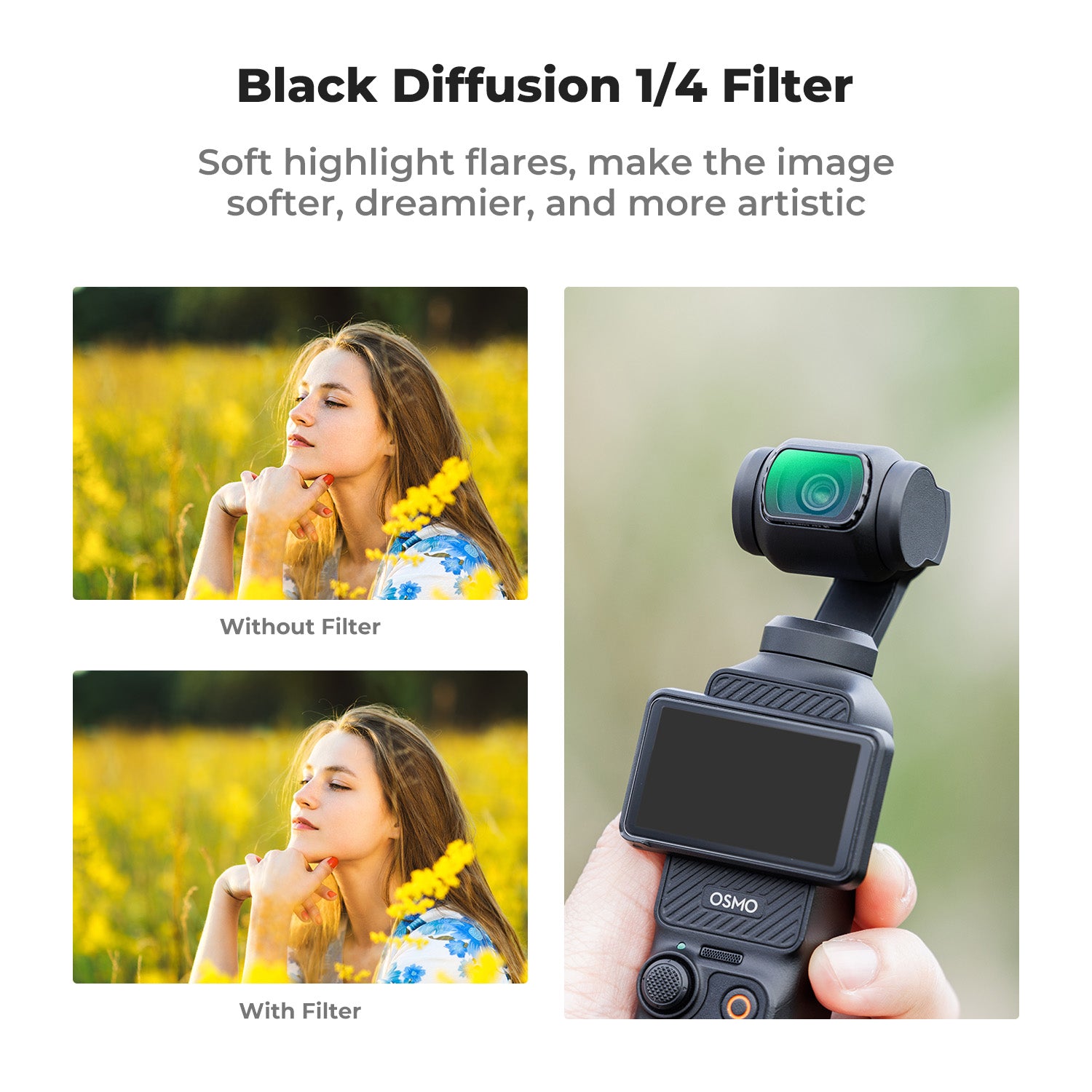 DJI Osmo Pocket 3 Filter Magnetic CPL + Black Mist 1/4 + ND2-32 Filter Set, Multi-Coated/HD Optical Glass/Gimbal Compatible