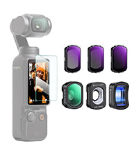 Magnetic Filters Kit for DJI Osmo Pocket 3, 1.2X Anamorphic Lens + 10X Macro Lens + Wide-Angle Lens + ND8 + ND32 + ND128, 6 Pack Filter Set Optical Glass Magnetic Alloy Frame