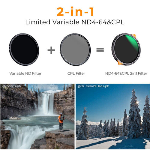 K&F Concept Nano-X Series 2-in-1 Variable ND & CPL Filter (72mm, 2 to 6-Stop)