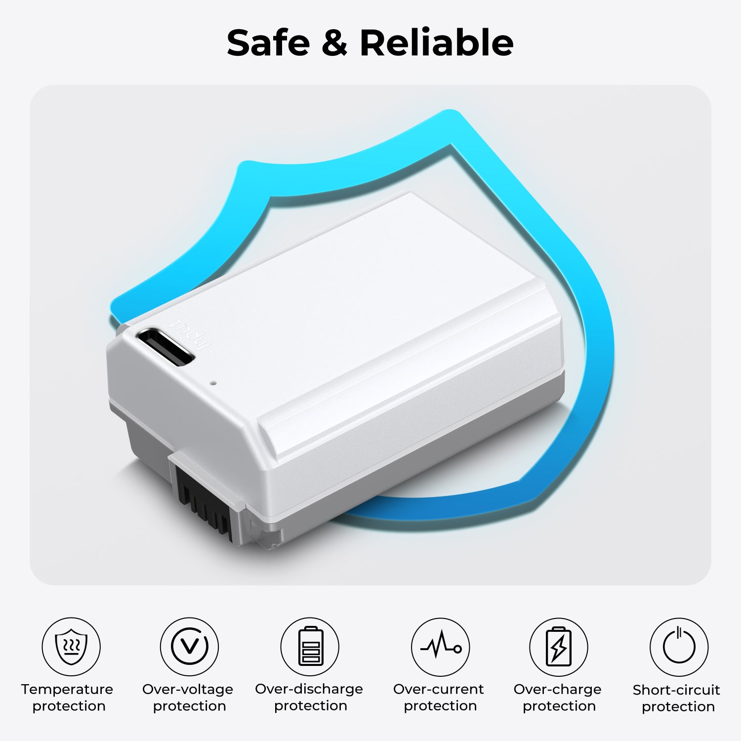 NP-FW50 Battery with Type-C Fast Charging for Sony ZV-E10, Alpha 7, A7, A7II, A7RII, A7SII, A7S, A7S2, A7R, A7R2, A5000, A6400, A6500, A6300, A6000, NEX-3, NEX-5, 1100mAh