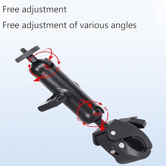 Motorcycle Mount for I-ns-ta360 One X3 / One X2 / One RS/One R/G-oP-ro H-e-ro, Double Ball Handlebar Mount for Action Camera (Black)