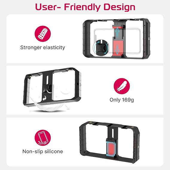 ULANZI U Rig Pro Smartphone Video Rig, Filmmaking Case, Phone Video Stabilizer Grip Tripod Mount for Video Maker Film Maker Video Grapher for iPhone Xs XS Max XR iPhone X 8 Plus Samsung