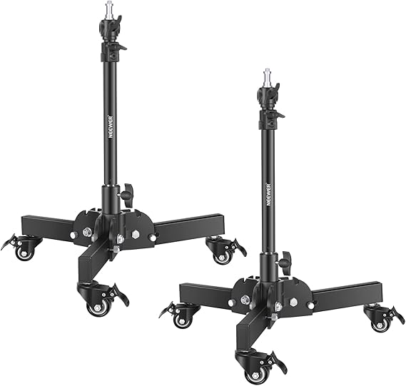 NEEWER Pack of 2 Heavy Duty Light Stands with Wheels, 2.4 Feet Max. Height, Foldable Tripod Stand for Low Angle Shooting, Light Stand for Softbox, Monolight and Other Photography Equipment, ST72