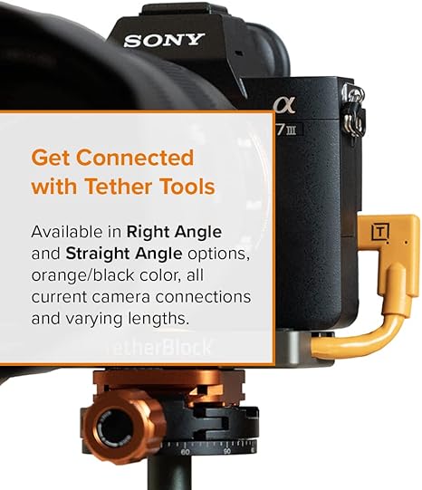 Tether Tools TetherPro USB-C to USB-C Right Angle Cable | for Power Delivery, Fast Transfer and Connection Between Camera and Computer | High Visibility Orange | 15 feet (4.6 m)