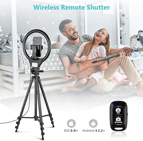 Ring Light with 50'' Extendable Tripod Stand, LED Circle Lights with Phone Holder