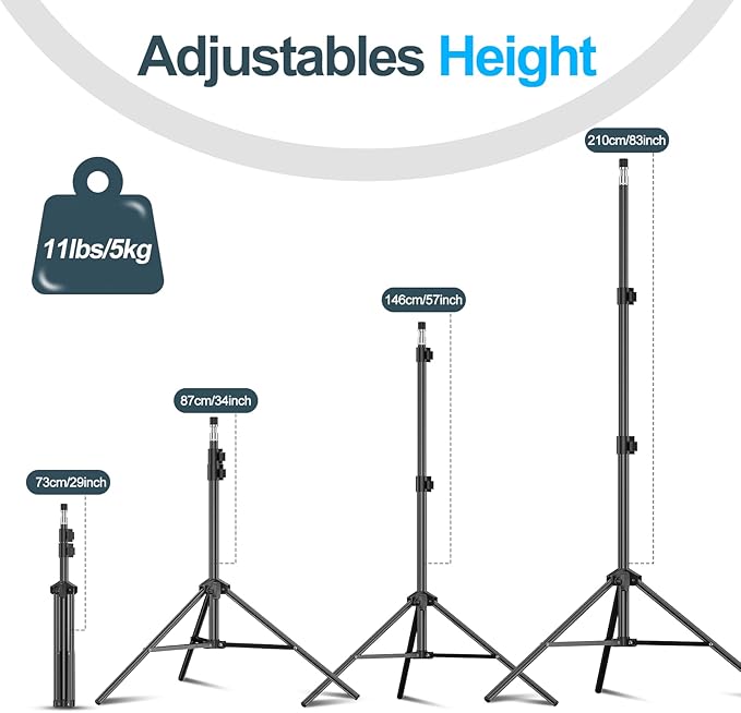 210 cm Tripod Lighting Aluminium Stand with 5 kg Load Capacity