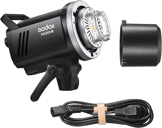 Morelian MS300-V Upgraded Studio Flash Light 300Ws Strobe Light GN58 0.1-1.8S Recycle Time 5600±200K 2.4G Wireless X System with 10W LED Modeling Lamp Bowens Mount for Wedding Portrait Fashion