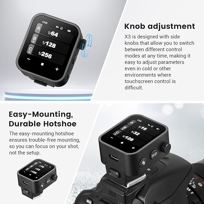 KASTWAVE X3-S TTL Wireless Flash Trigger for Sony Camera, OLED Touchscreen Flash Transmitter, 1/8000s HSS TTL TCM Function, Built-in Battery Support Quick Charge, for Sony A7IV A7C A7M4 A7R A7RIII