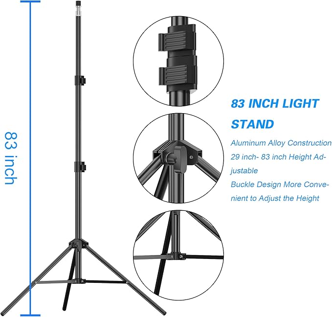 210 cm Tripod Lighting Aluminium Stand with 5 kg Load Capacity