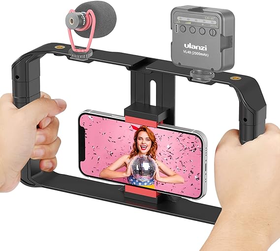 ULANZI U Rig Pro Smartphone Video Rig, Filmmaking Case, Phone Video Stabilizer Grip Tripod Mount for Video Maker Film Maker Video Grapher for iPhone Xs XS Max XR iPhone X 8 Plus Samsung