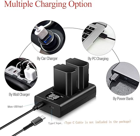 ENEGON NP-FZ100 Replacement Battery (2-Pack) and Rapid Dual USB Charger Set for Sony NP-FZ100,work with Sony Alpha 9,Sony A9,Sony Alpha 9R,Sony A9R,Sony Alpha 9S,Sony A9S,Sony A7RIII A7R3,Sony a7 iii