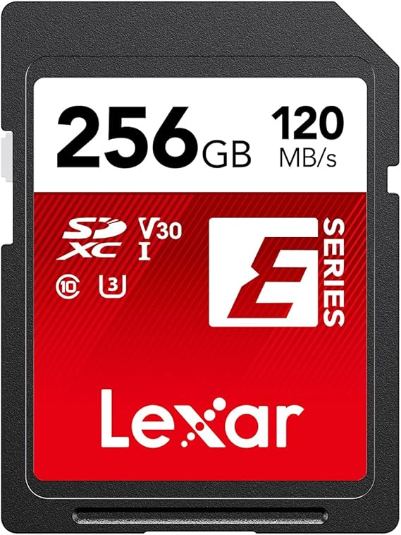 Lexar SD Card 256GB, SDXC UHS-I Flash Memory Card, Up to 120MB/s Read, Up to 45MB/s Write, U3, V30, C10, Full-HD and 4K UHD (LSDESXX256G-BNNNG)