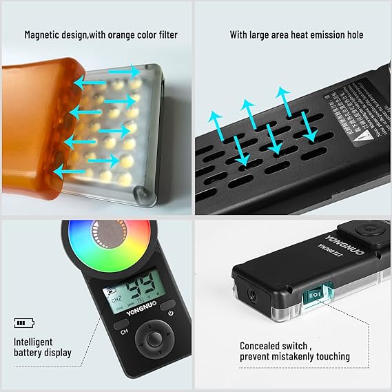 YONGNUO YN360 III YN360III Upgraded LED Video Light 5600K, Handheld Photography Ice Light, RGB Full Color Touch Pad Adjustable, App Support, 2.4G Remote Control, CRI 95+