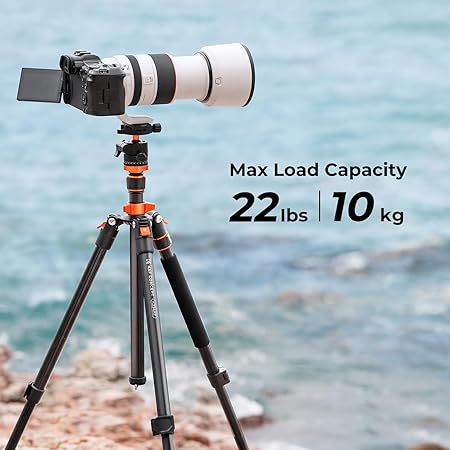 K&F Concept Compact Aluminum Camera Tripod with 360 Degree Ball Head and 8kgs Load for DSLR (78in)+ extension arm kit