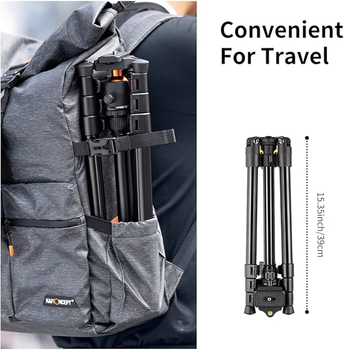 K&F Concept 62.99 Inch Camera and Phone Aluminum Travel Tripod  with 360 Degree Panorama Ball Head