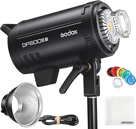 Godox DP600IIIV Studio Flash 600Ws, GN106 5600±200K 2.4G X System 1/2000-1/800s Bowens Mount, Strobe Flash Monolight for Portrait, Fashion, Wedding, Product Photography