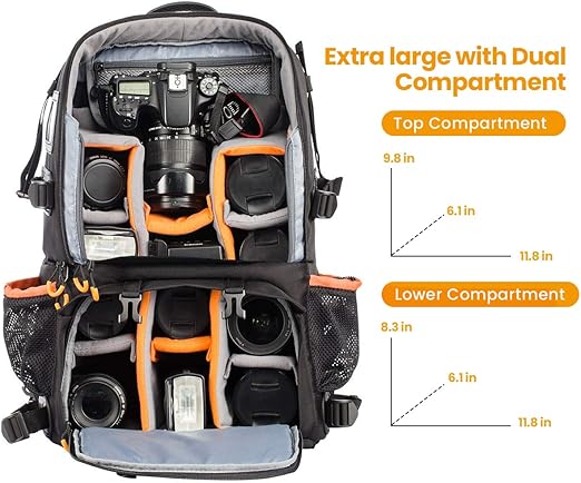 TARION Kamerarucksack, Wasserdicht Fotorucksack Spiegelreflex DSLR Rucksack Kameratasche für Spiegelreflexkameras Digital