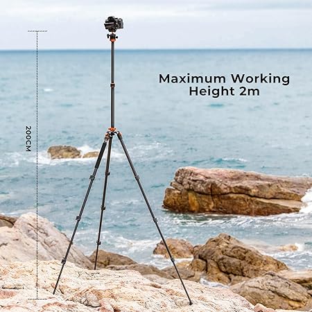 K&F Concept Compact Aluminum Camera Tripod with 360 Degree Ball Head and 8kgs Load for DSLR (78in)+ extension arm kit