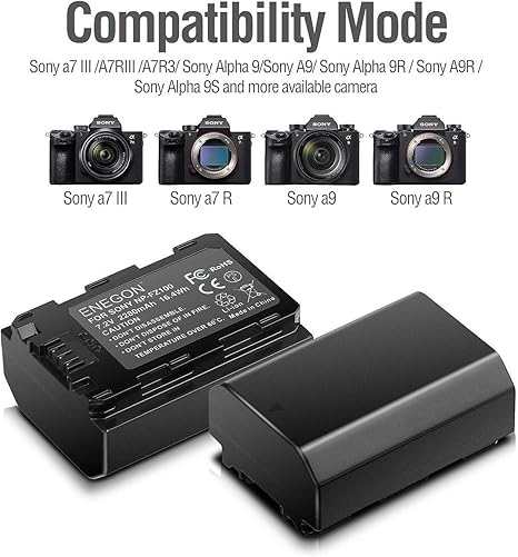 ENEGON NP-FZ100 Replacement Battery (2-Pack) and Rapid Dual USB Charger Set for Sony NP-FZ100,work with Sony Alpha 9,Sony A9,Sony Alpha 9R,Sony A9R,Sony Alpha 9S,Sony A9S,Sony A7RIII A7R3,Sony a7 iii