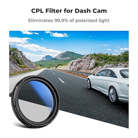 K&F Concept CPL Circular Polarizing Filter for N5/N4 Pro/S1 Pro/E1/E1 LITE/E2/E3 Dash Cam Front Camera, Eliminates Invalid Reflected Beams