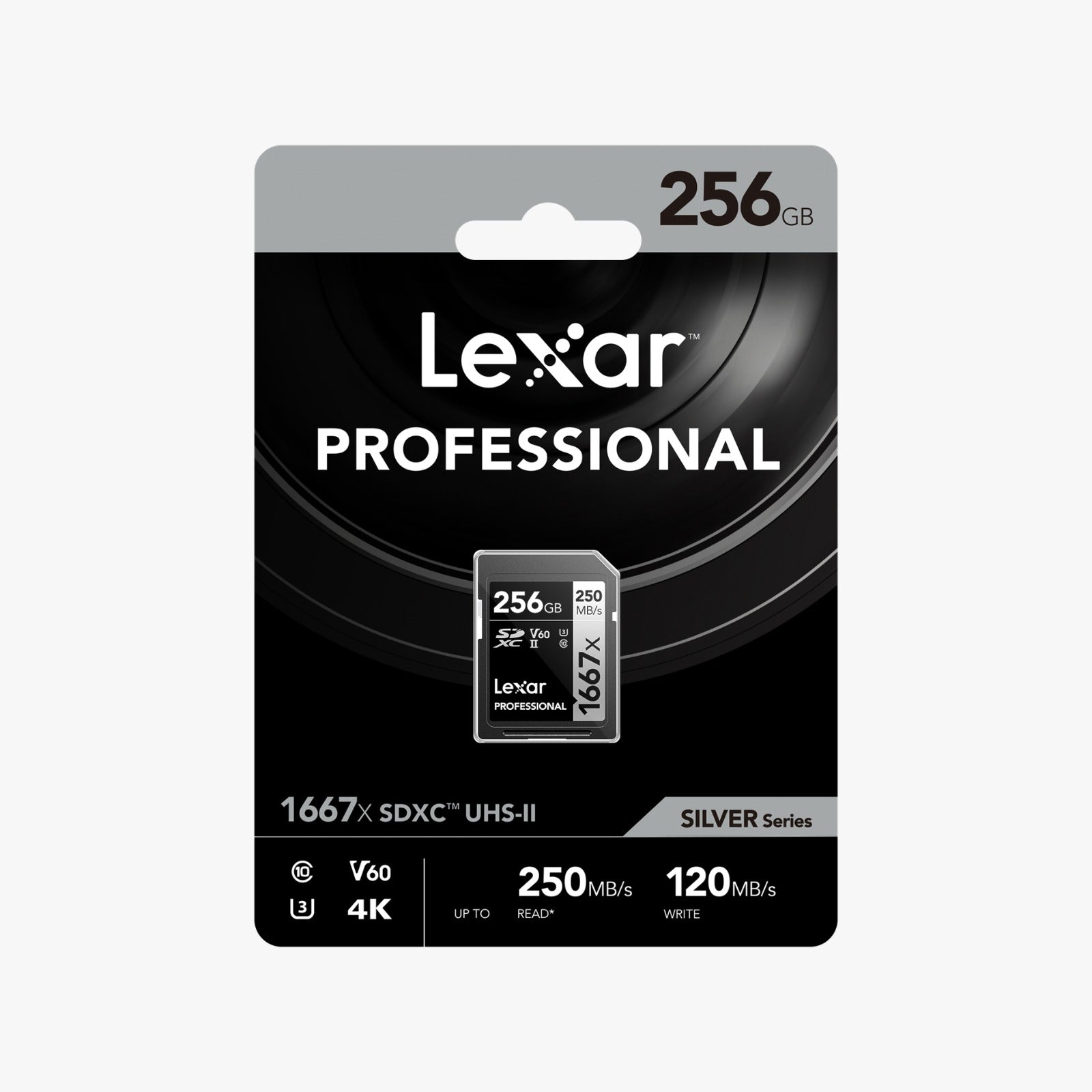 LEXAR PROFESSIONAL 256GB 1667X SDXC UHS-II CARDS, UP TO 250MB/S READ 120MB/S WRITE C10 V60 U3 (LSD256CB1667)