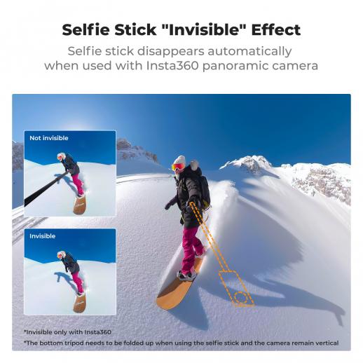 K&F Invisible Selfie Stick, Extension Long Pole（120cm）for Insta360 Camera GoPro DJI Action, 1/4