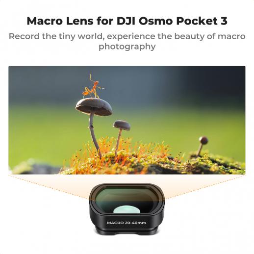 Magnetic Close Up Macro Lens Filter for DJI Osmo Pocket 3, 10X Magnification, Macro 25-40mm Focal Length with 28 Multi-Layer Coatings