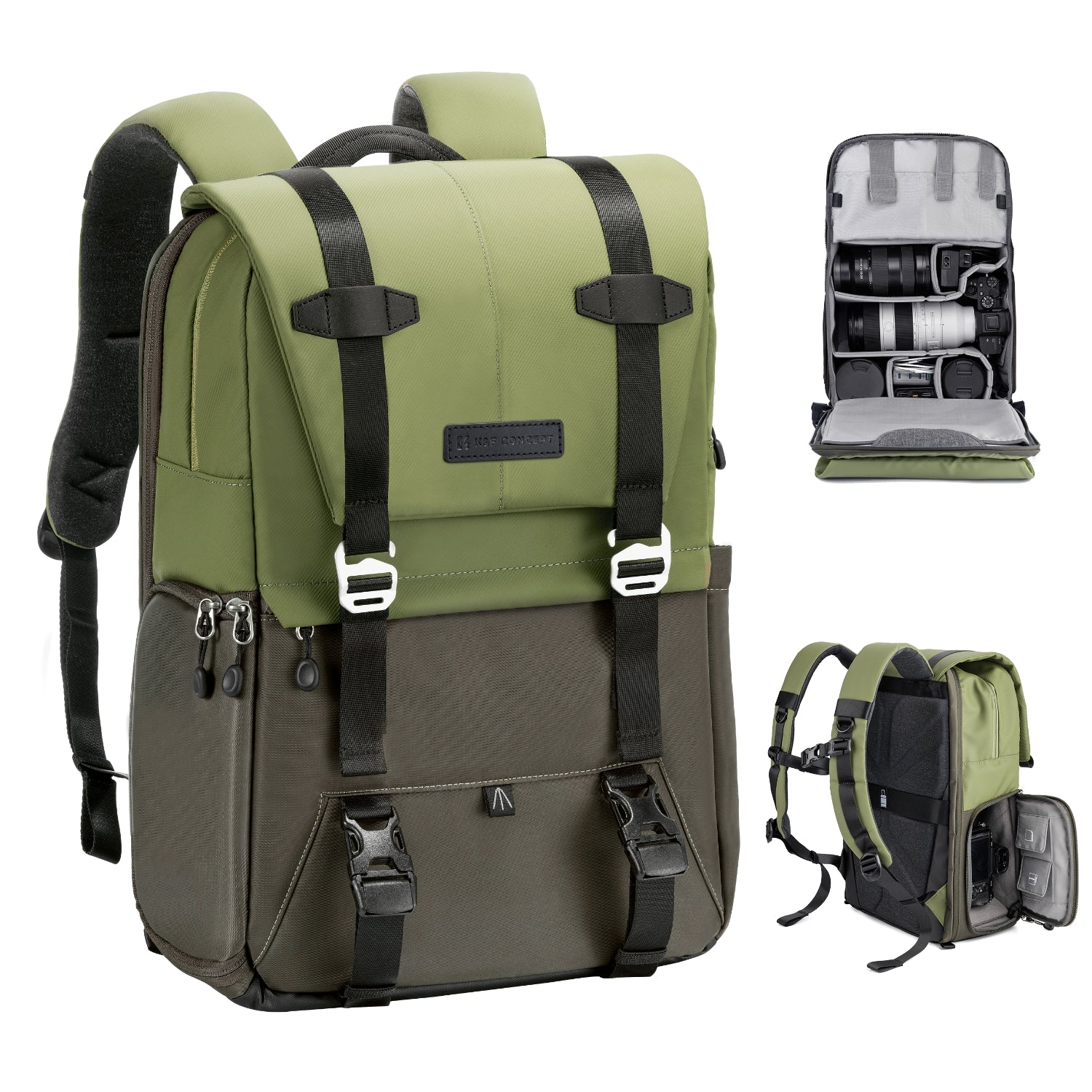 Camera Backpack Bag for Photographers Large Capacity  (Green)