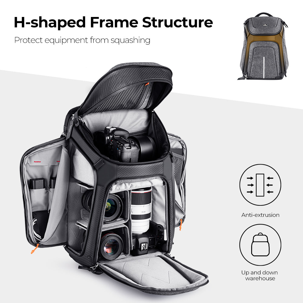 Alpha Backpack 25L for Nature Photography Waterproof Camera Bag with 15.6 inch Laptop Compartment Tripod Holder Raincover - Backpack 25L Star Wander 01(Grey)