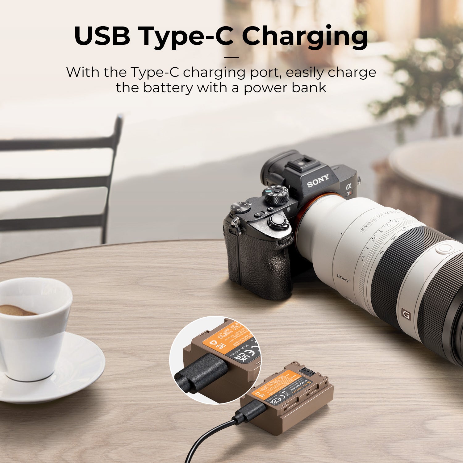 NP-FZ100 Battery with USB Type C Fast Charging, 2280mAh Camera Battery for Sony A7iii, Alpha A7R3, A6600, A7R IV, Alpha a9 II, No Charger Needed