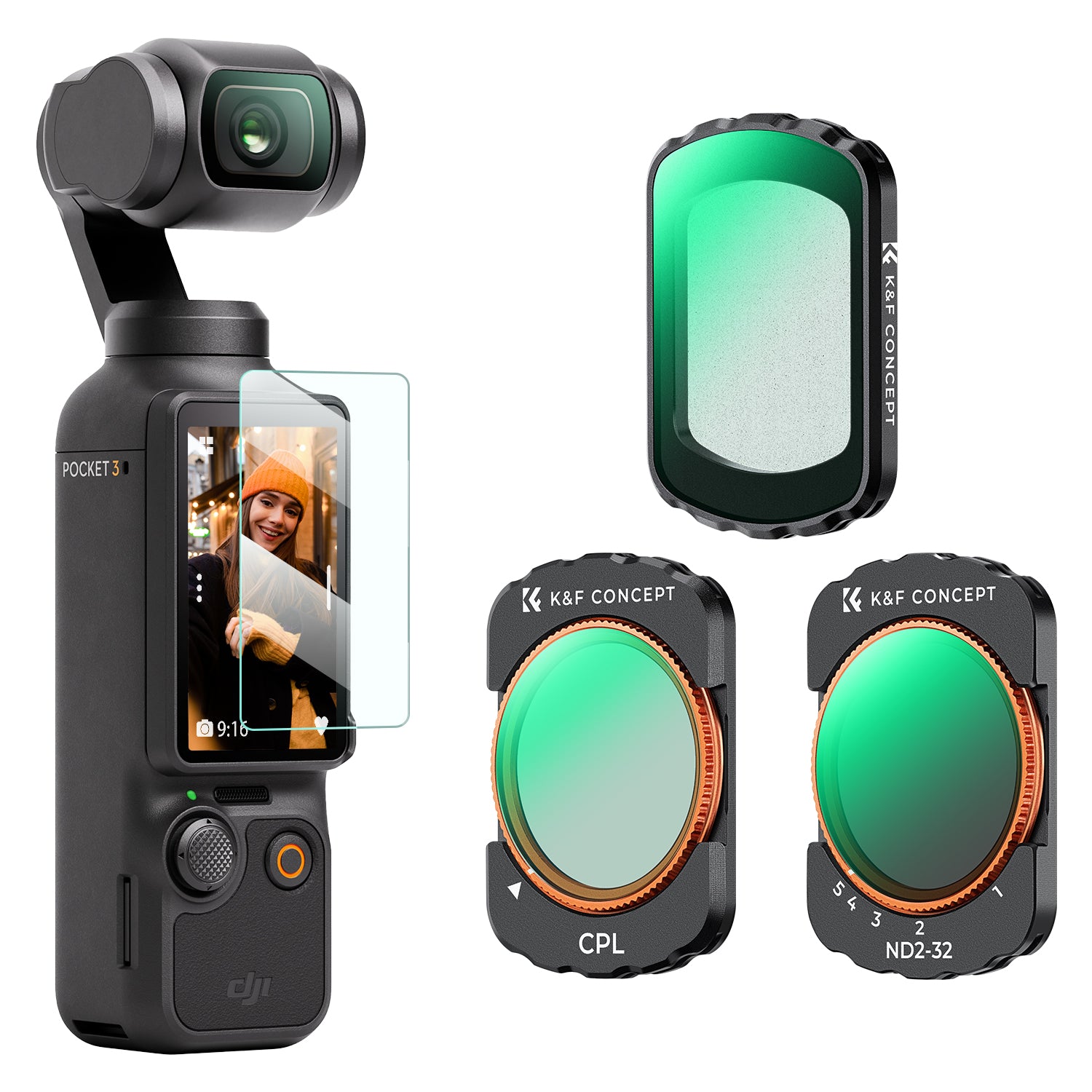 DJI Osmo Pocket 3 Filter Magnetic CPL + Black Mist 1/4 + ND2-32 Filter Set, Multi-Coated/HD Optical Glass/Gimbal Compatible